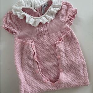 Pink Baby Romper with White Collar